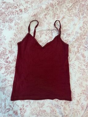 Brandy Melville Burgundy Lace-Trim Camisole